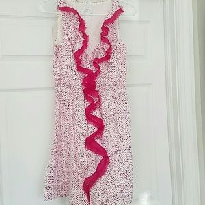 Pink and white ruffle ann taylor dress